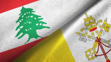 Lübnan ve Vatikan iki bayraklı kumaş, kumaş dokusu