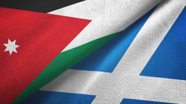 Ürdün ve İskoçya iki bayraklı kumaş, kumaş dokusu