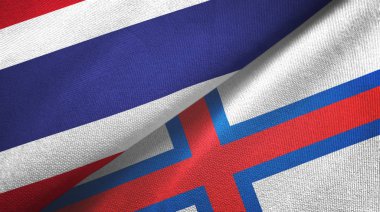 Tayland ve Faroe Adaları iki bayraklı kumaş, kumaş dokusu