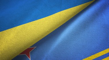 Ukrayna ve Aruba iki bayraklı kumaş, kumaş dokusu