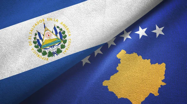 El Salvador és Koszovó két zászlós textilszövet, szövet textúra — Stock Fotó