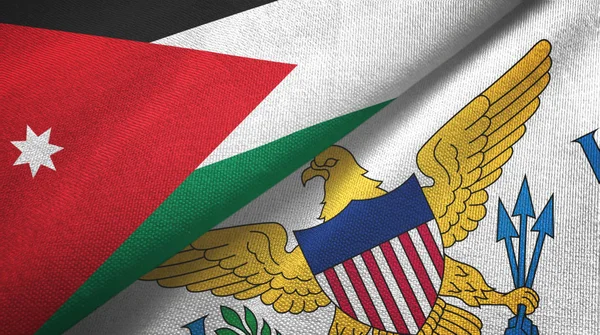 Jordania e Islas Vírgenes Estados Unidos dos banderas tela textil, textura de la tela — Foto de Stock