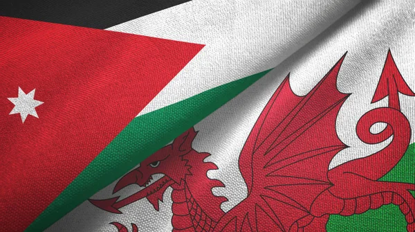 Jordan and Wales two flags textile cloth, fabric texture