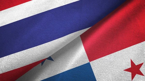 Thailand and Panama two flags textile cloth, fabric texture — 스톡 사진