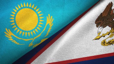 Kazakistan ve Amerikan Samoası iki bayraklı kumaş, kumaş dokusu