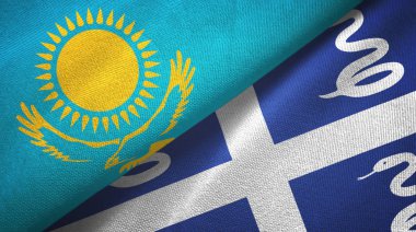 Kazakistan ve Martinik yılanı iki bayraklı kumaş, kumaş dokusu