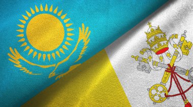Kazakistan ve Vatikan iki bayraklı kumaş, kumaş dokusu