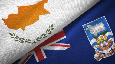 Kıbrıs ve Falkland Adaları iki bayrak tekstil kumaşı, kumaş dokusu