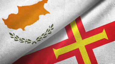 Kıbrıs ve Guernsey iki bayrak tekstil kumaşı, kumaş dokusu