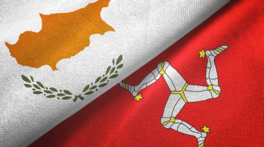 Kıbrıs Rum Kesimi ve Mann Adası iki bayraklı kumaş, kumaş dokusu