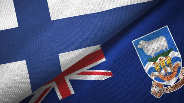 Finland en Falklandeilanden twee vlaggen textieldoek, textieltextuur — Stockfoto