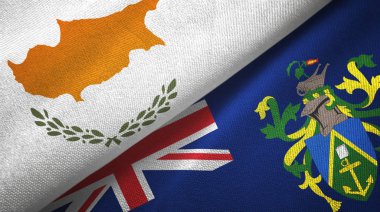 Kıbrıs ve Pitcairn Adaları iki bayrak tekstil kumaşı, kumaş dokusu
