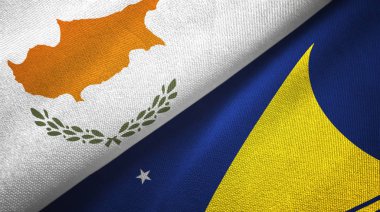 Kıbrıs Rum Kesimi ve Tokelau iki bayrak tekstil kumaşı, kumaş dokusu