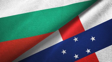 Bulgaristan ve Hollanda Antilleri iki bayrak tekstil kumaşı, kumaş dokusu