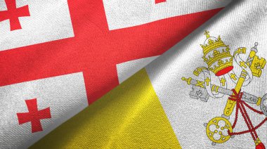 Gürcistan ve Vatikan iki bayrak tekstil kumaşı, kumaş dokusu