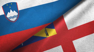 Slovenya ve Herm tekstil kumaşı ve kumaş dokusuna iki bayrak dikti