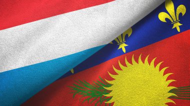 Lüksemburg ve Guadeloupe iki bayrak tekstil kumaşı, kumaş dokusu