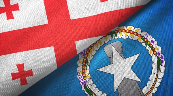 Georgien och Nordmarianerna två flaggor textilduk, textur — Stockfoto