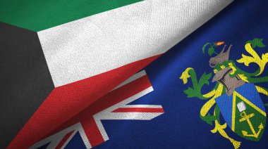 Kuveyt ve Pitcairn Adaları iki bayraklı kumaş, kumaş dokusu