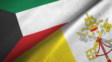 Kuveyt ve Vatikan iki bayraklı kumaş, kumaş dokusu