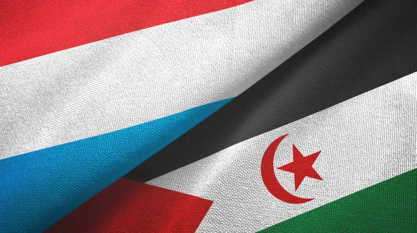 Luxembourg and Western Sahara two flags textile cloth, fabric texture