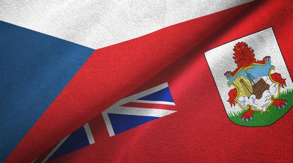 Checa e Bermudas duas bandeiras de pano têxtil, textura de tecido — Fotografia de Stock