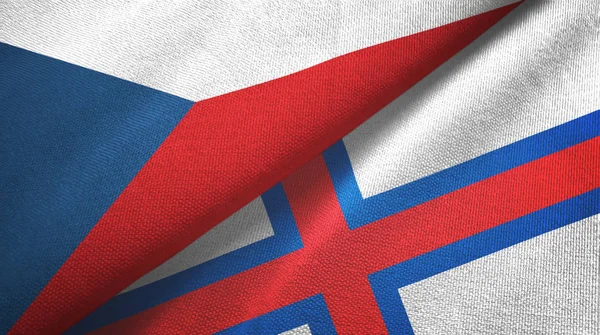 Tissu textile deux drapeaux des îles Tchèque et Féroé, texture tissu — Photo