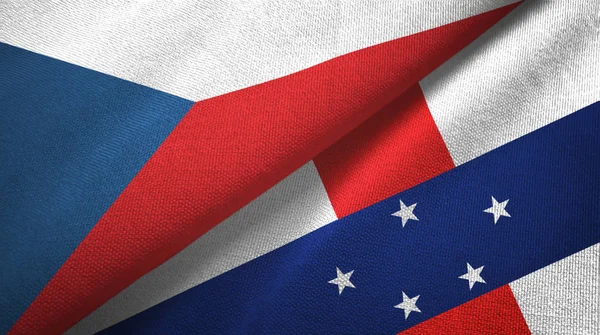 Antillas Checa y Países Bajos dos banderas tela textil, textura de la tela — Foto de Stock