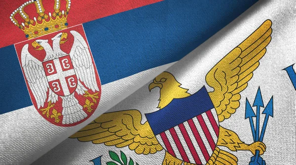 Serbia e Islas Vírgenes Estados Unidos dos banderas tela textil, textura de la tela — Foto de Stock