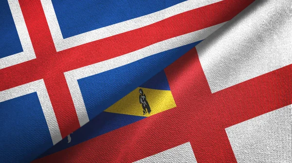 İzlanda ve Herm iki bayraklı kumaş, kumaş dokusu