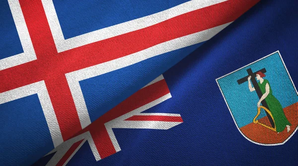 Ісландія та Монтсеррат мають два прапори текстильної тканини - тканину. — стокове фото
