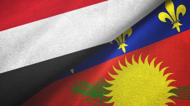 Yemen ve Guadeloupe iki bayraklı kumaş, kumaş dokusu