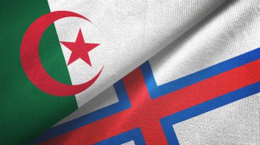 Algeria and Faroe Islands two flags textile cloth, fabric texture