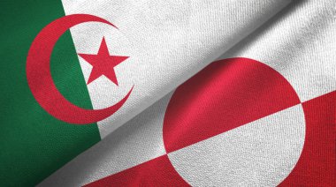 Algeria and Greenland two flags textile cloth, fabric texture