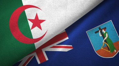 Algeria and Montserrat two flags textile cloth, fabric texture