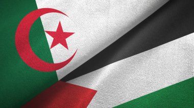 Algeria and Palestine two flags textile cloth, fabric texture