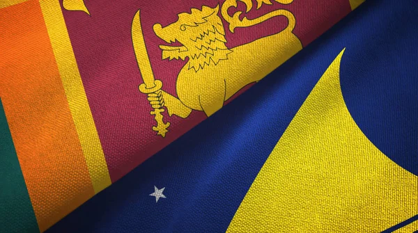 Sri lanka und tokelau zwei flaggen textiltuch, textur — Stockfoto