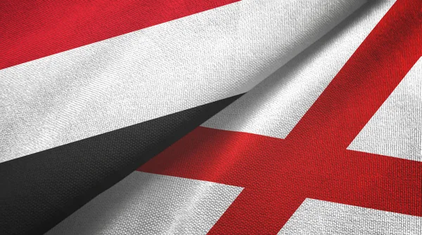 Jemen und Nordirland zwei Flaggen Textilstoff, Textur — Stockfoto