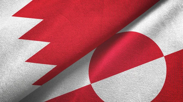 Bahreyn ve Grönland iki bayraklı kumaş, kumaş dokusu — Stok fotoğraf