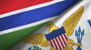 Gambia and Virgin Islands United States two flags textile cloth, fabric texture