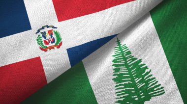 Dominik Cumhuriyeti ve Norfolk Adası iki bayraklı kumaş, kumaş dokusu