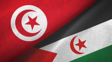 Tunus ve Batı Sahra iki bayraklı kumaş, kumaş dokusu