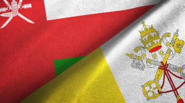 Umman ve Vatikan iki bayrak tekstil kumaşı, kumaş dokusu