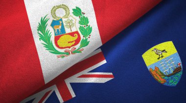 Peru ve Saint Helena iki bayraklı kumaş, kumaş dokusu