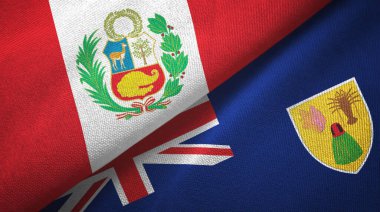 Peru, Türkler ve Caicos Adaları iki bayrak tekstil kumaşı, kumaş dokusu
