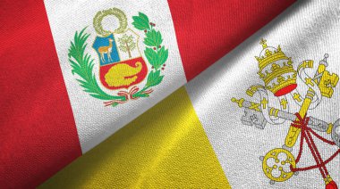 Peru ve Vatikan iki bayraklı kumaş, kumaş dokusu