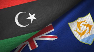 Libya ve Anguilla iki bayraklı kumaş, kumaş dokusu