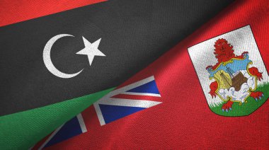 Libya ve Bermuda 'da iki bayrak, tekstil kumaşı, kumaş dokusu