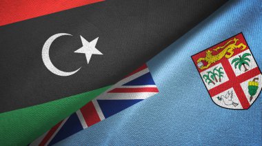 Libya ve Fiji iki bayrak tekstil kumaşı, kumaş dokusu