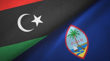 Libya ve Guam iki bayrak tekstil kumaşı, kumaş dokusu